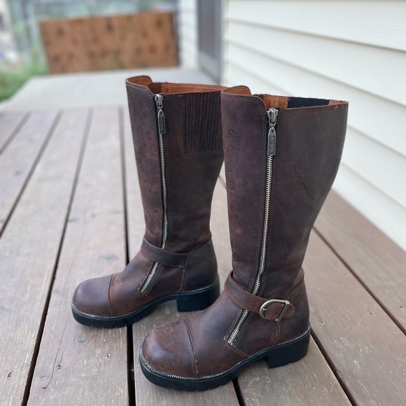 Harley-Davidson brown leather motorcycle boots - Picture 4 of 16